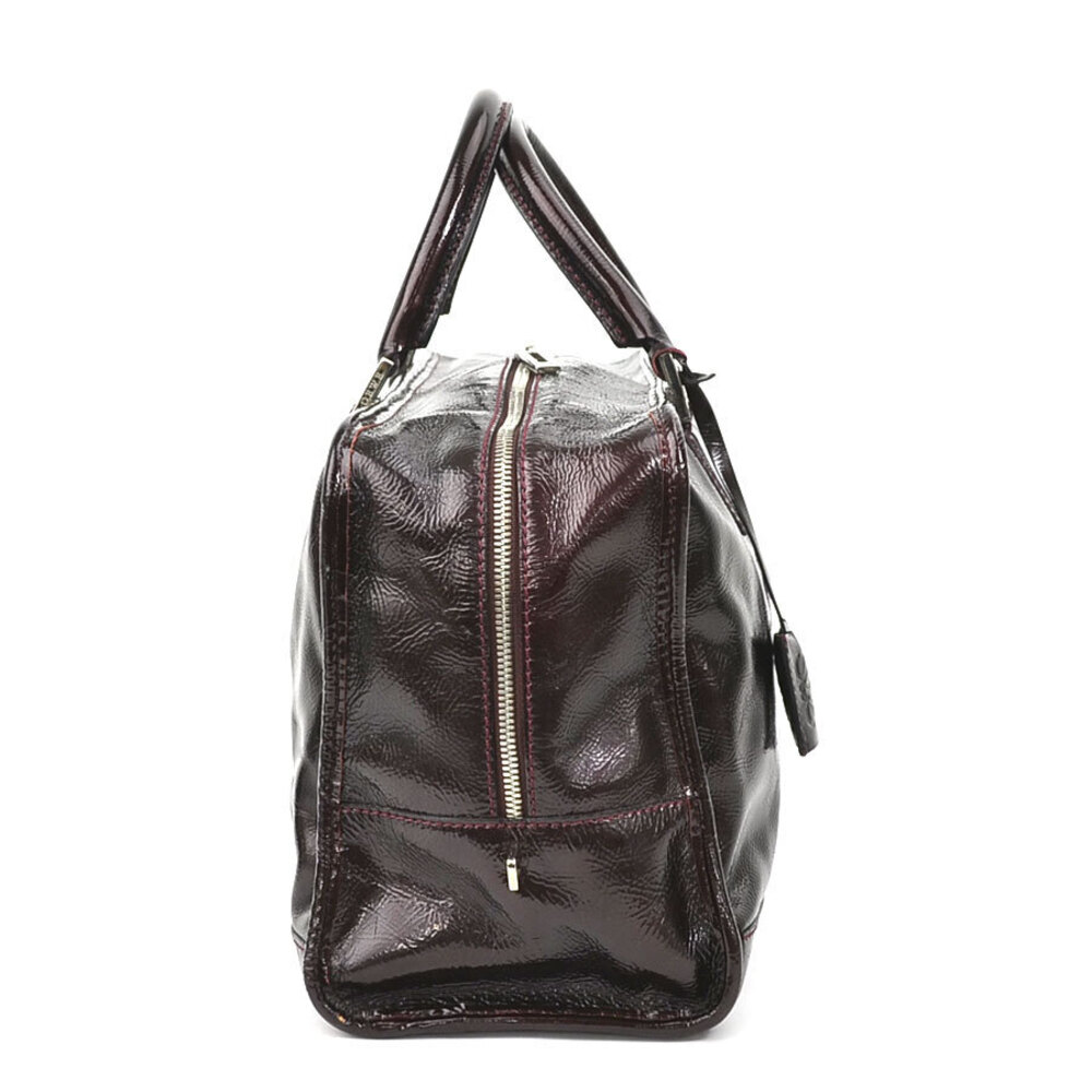 Loewe Burgundy silver patent leather Amazona Red handbag dark